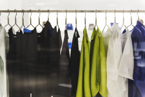 Clothing rack in a fashion shop